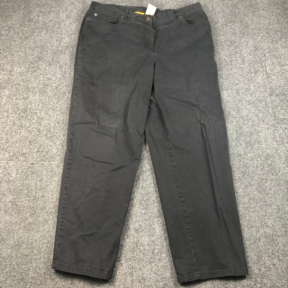 Ruby Rd Petite Black Cotton Blend Elastic Waist Casual Trousers Pants 14P
